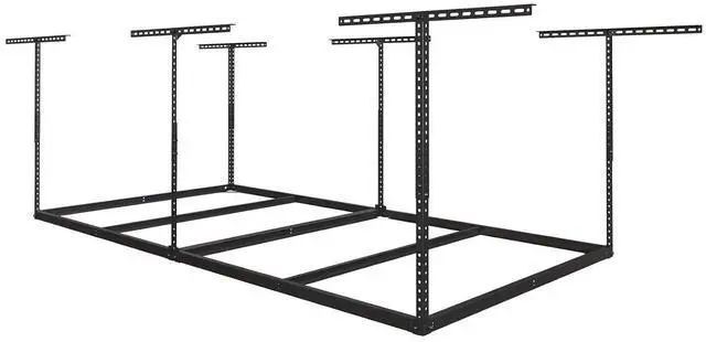 Main image of 4x8ft Overhead Garage Storage Rack Wooden Decking Not Included, Heavy Duty Metal Rack, Adjustable Ceiling Dropdown, 600lbs Weight Capacity (Black)