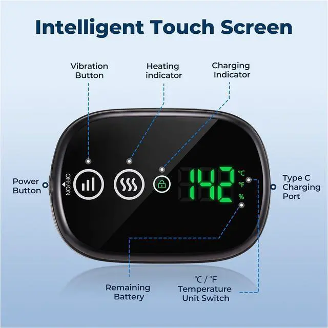 Alt view image 4 of 6 - Heating Pad for Back, Cordless Lower Back Massager with Heat, Electric Heating Pad Wrap for Period Cramps Lower Back Neck Shoulders, 3 Heating Levels & 3 Massage Modes, Birthday Gifts for Women Men