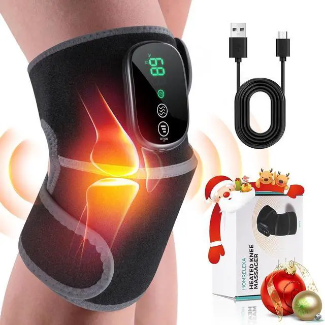 Main image of Cordless Heated Knee Massager, 3-in-1 Heating Pad with 3 Vibration and Heating Mode, Auto-Off Timer, Knee Brace for Shoulder Elbow, Gifts for Men Women, Black 1PC