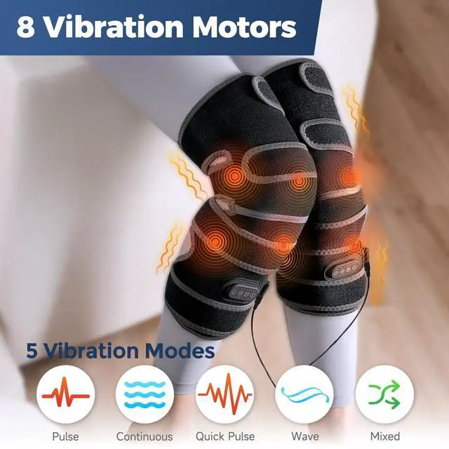 Alt view image 3 of 6 - Heated Knee Massager with Heating Pad for Knee Pain Relief, 5 Vibration & 3 Heating Modes, Perfect Holiday Gift for Men & Women