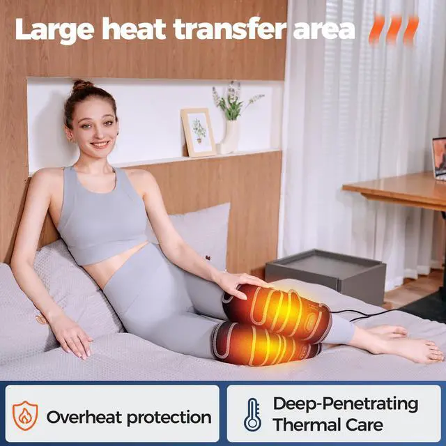 Alt view image 4 of 6 - Heated Knee Massager with Heating Pad for Knee Pain Relief, 5 Vibration & 3 Heating Modes, Perfect Holiday Gift for Men & Women