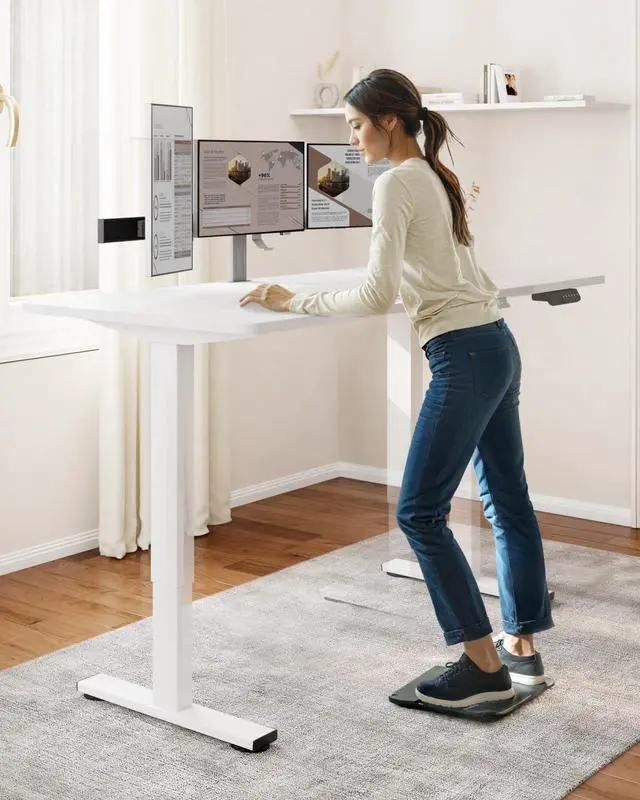 Alt view image 2 of 7 - Dual Motor Electric Standing Desk 71 x 32 Inches, Height Adjustable Sit Stand Desk with Large Splice Board for Home Office, Computer Workstation, Study & Gaming, White Frame/White Top