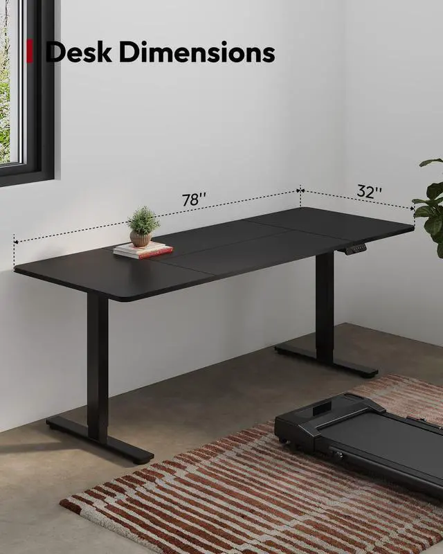 Alt view image 3 of 7 - Dual Motor Electric Standing Desk 79 x 32 Inches, Height Adjustable Sit Stand Desk with Large Splice Board for Home Office, Computer Workstation, Study & Gaming, Black Frame/Black Top