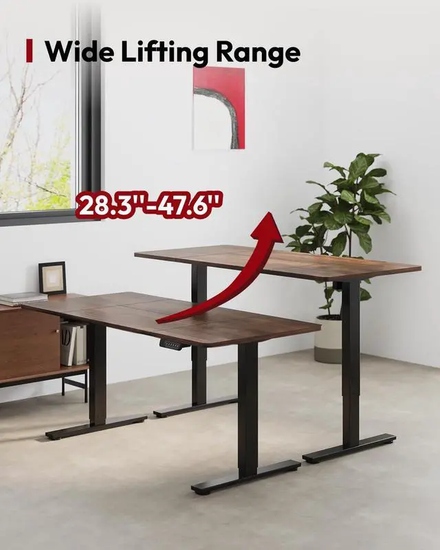 Alt view image 7 of 7 - Dual Motor Electric Standing Desk 71 x 32 Inches, Height Adjustable Sit Stand Desk with Large Splice Board for Home Office, Computer Workstation, Study & Gaming, Black Frame/Black Walnut Top
