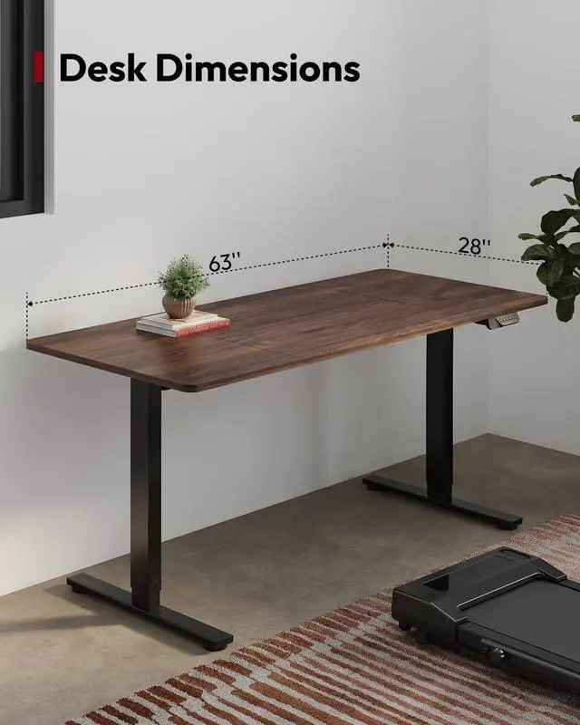 Alt view image 3 of 7 - Dual Motor Electric Standing Desk 63 x 28 Inches, Height Adjustable Sit Stand Desk with Large Splice Board for Home Office, Computer Workstation, Study & Gaming, Black Frame/Black Walnut Top