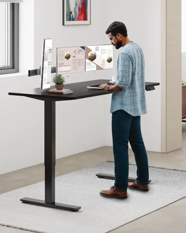 Alt view image 2 of 7 - Dual Motor Electric Standing Desk 79 x 32 Inches, Height Adjustable Sit Stand Desk with Large Splice Board for Home Office, Computer Workstation, Study & Gaming, Black Frame/Black Top
