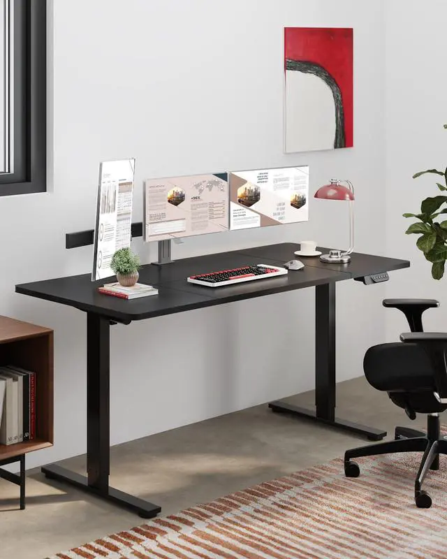 Alt view image 4 of 7 - Dual Motor Electric Standing Desk 79 x 32 Inches, Height Adjustable Sit Stand Desk with Large Splice Board for Home Office, Computer Workstation, Study & Gaming, Black Frame/Black Top