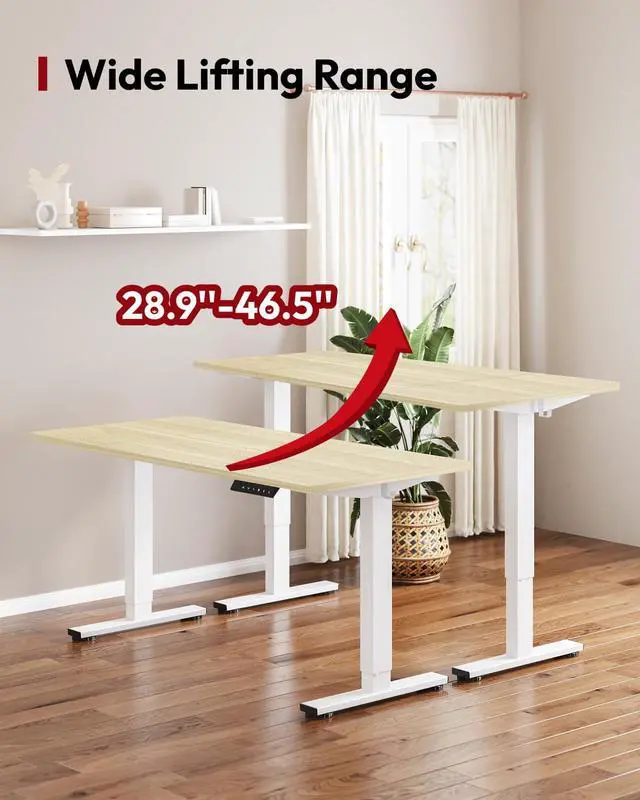 Alt view image 3 of 7 - Electric Standing Desk, 71 x 32'' Height Adjustable Sit Stand Desk with Large Splice Board Desktop Ergonomic Memory Presets Computer Workstations for Home Office, White Frame/White Wood Grain