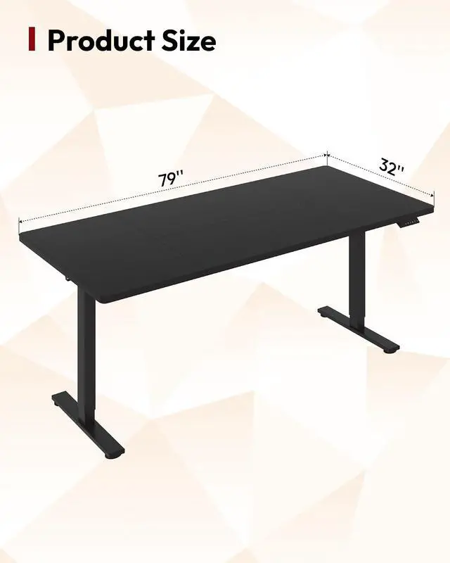Alt view image 2 of 7 - Electric Standing Desk 79 x 32 Inches, Height Adjustable Sit Stand with Large Splice Board Desktop for Home Office, Computer WorkstationsMemory Ergonomic Computer Desk, Black Frame/Black Top