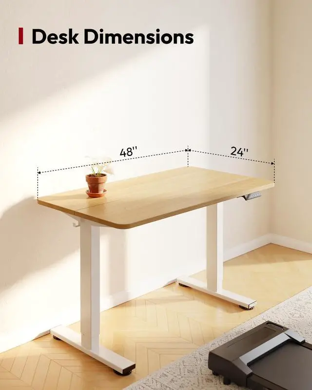 Alt view image 3 of 7 - Height Adjustable Electric Standing Desk 40x24 Inches, Sit Stand Desk with Splice Board for Home Office, Ergonomic Computer Workstation, Study & Gaming, White Frame/Maple Top