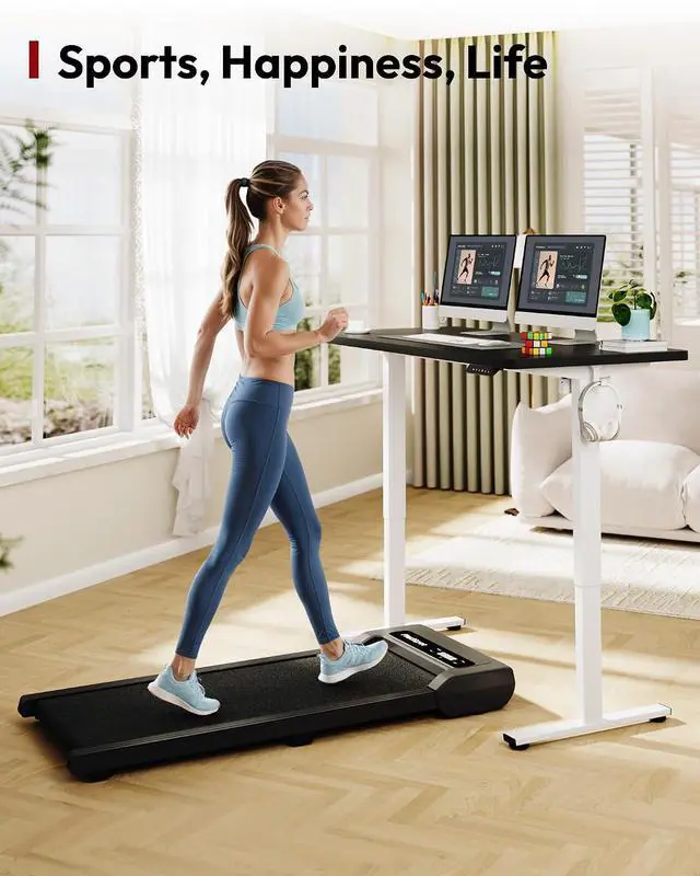 Alt view image 5 of 7 - Electric Standing Desk 55 x 28 Inches Whole-Piece Desktop Height Adjustable Stand Up Desk w/6-Button Controller Ergonomic Computer Desk for Home Office, White Frame + Black Tabletop