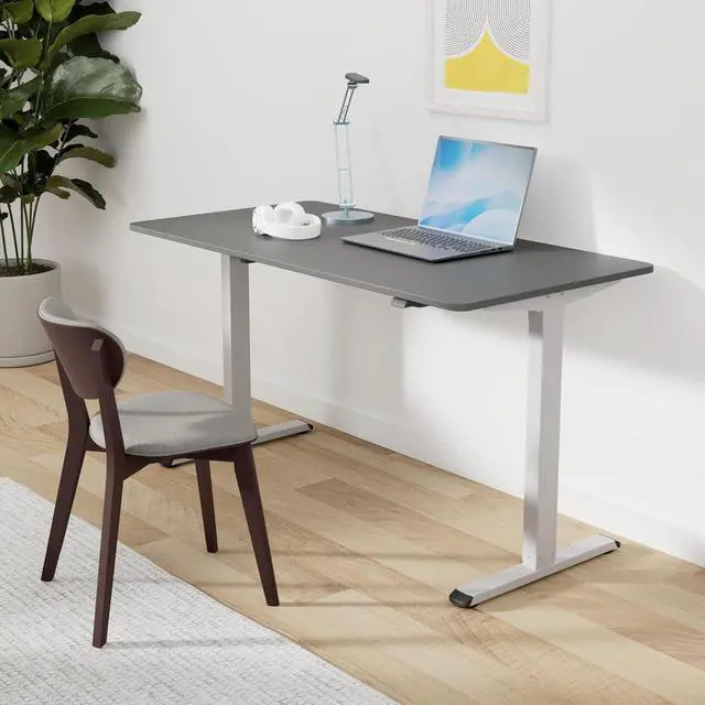 Alt view image 2 of 7 - Electric Standing Desk 55 x 28 Inches Whole-Piece Desktop Height Adjustable Stand Up Desk w/6-Button Controller Ergonomic Computer Desk for Home Office, White Frame + Black Tabletop