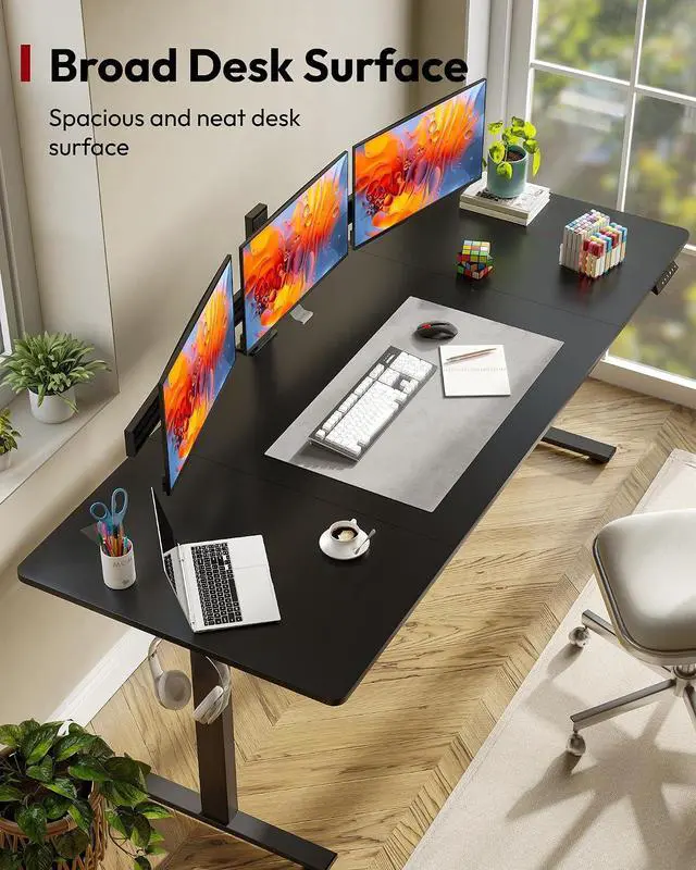 Alt view image 2 of 7 - Electric Standing Desk, 79 x 32'' Height Adjustable Sit Stand Desk with Large Splice Board Desktop Ergonomic Memory Presets Computer Workstations for Home Office, Black Frame/Black Top