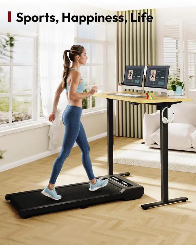 Alt view image 4 of 7 - Electric Standing Desk 48 x 30 Inches Whole-Piece Desktop Height Adjustable Stand Up Desk w/6-Button Controller Ergonomic Computer Desk for Home Office, Black Frame + Natural Tabletop