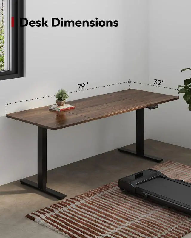 Alt view image 3 of 7 - Dual Motor Electric Standing Desk 79 x 32 Inches, Height Adjustable Sit Stand Desk with Large Splice Board for Home Office, Computer Workstation, Study & Gaming, Black Frame/Black Walnut Top