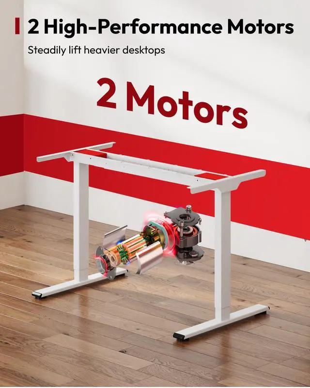 Alt view image 5 of 7 - Dual Motor Electric Standing Desk 71 x 32 Inches, Height Adjustable Sit Stand Desk with Large Splice Board for Home Office, Computer Workstation, Study & Gaming, White Frame/White Top