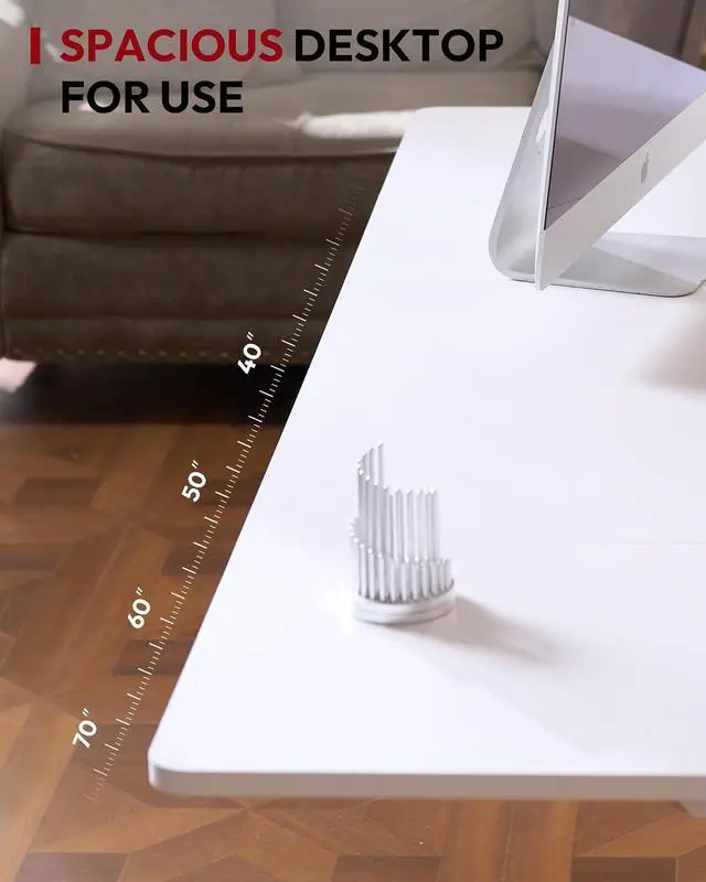 Alt view image 7 of 7 - Dual Motor Electric Standing Desk 71 x 32 Inches, Height Adjustable Sit Stand Desk with Large Splice Board for Home Office, Computer Workstation, Study & Gaming, White Frame/White Top