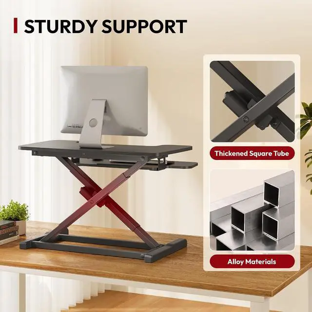 Alt view image 6 of 7 - 32" Electric Standing Desk Converter,Height Adjustable Riser for Office Home, Monitor and Laptop Workstation with Large Keyboard Tray, Black Color