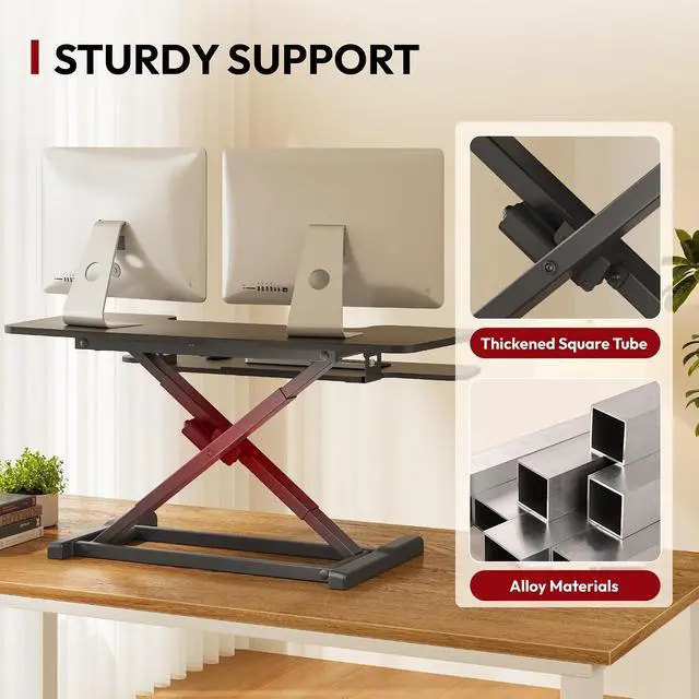 Alt view image 6 of 7 - 40" Electric Standing Desk Converter Height Adjustable Riser for Office Home,Dual Monitor and Laptop Workstation with Large Keyboard Tray, Black Color