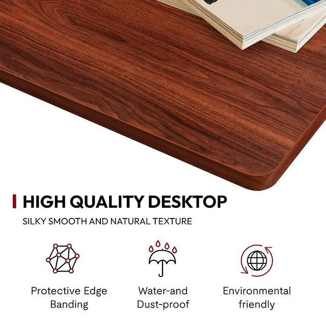 Alt view image 4 of 7 - Universal Tabletop 60"x24"x1" Thickness One-Piece Table Top Rectangular Particle Board for Standing and Home Office Desk Countertop DIY,Mahogany Desk Top