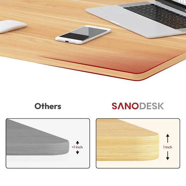 Alt view image 2 of 7 - Universal Tabletop 60"x24"x1" Thickness One-Piece Table Top Rectangular Particle Board for Standing Desk and Home Office Countertop DIY,Maple Desk Top