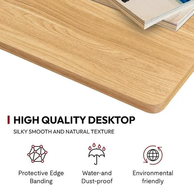 Alt view image 4 of 7 - Universal Tabletop 60"x24"x1" Thickness One-Piece Table Top Rectangular Particle Board for Standing Desk and Home Office Countertop DIY,Maple Desk Top