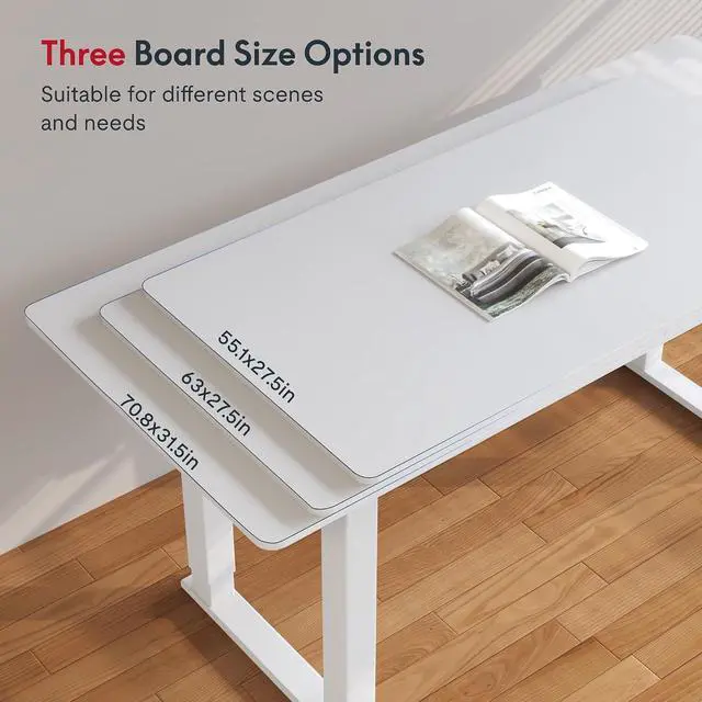 Alt view image 6 of 6 - 4-Leg Standing Desk, Electric Height Adjustable Desk with Memory Presets for Home Office, Stand up Desk Computer Workstation, 63x28 Inches White