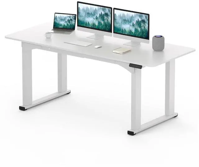 Main image of 4-Leg Standing Desk, Electric Height Adjustable Desk with Memory Presets for Home Office, Stand up Desk Computer Workstation, 71x32 Inches White