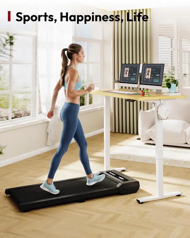 Alt view image 7 of 7 - One-Piece Electric Standing Desk, Seamless 48 x 24'' Ergonomic Height Adjustable Sit Stand Desk with Memory Presets for Home Office Computer Workstation, White Frame/Natural Top