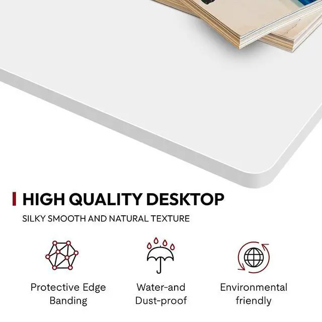Alt view image 4 of 7 - Universal Tabletop 40"x24"x1" Thickness One-Piece Table Top Rectangular Particle Board for Standing Desk and Home Office Countertop DIY,White Desk Top