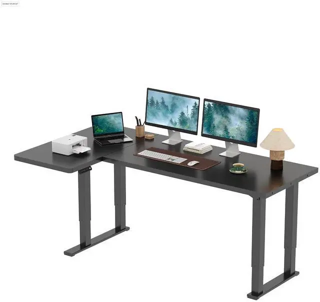 Main image of 4-Leg L Shaped Standing Desk, Electric Height Adjustable Desk with Memory Presets for Home Office, Stand up Desk Computer Workstation, 78x43 Inches Black
