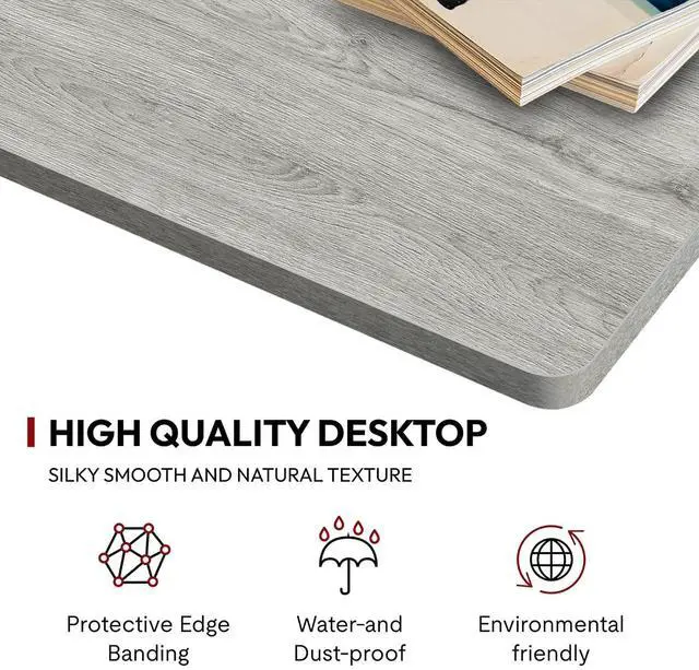 Alt view image 4 of 7 - Universal Tabletop 55"x28"x1" Thickness One-Piece Table Top Rectangular Particle Board for Standing Desk and Home Office Desk Countertop DIY,White Wood Top