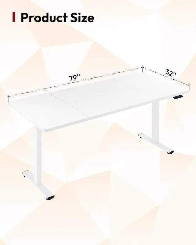 Alt view image 2 of 7 - Electric Standing Desk 79 x 32 Inches, Height Adjustable Sit Stand with Large Splice Board Desktop for Home Office, Computer WorkstationsMemory Ergonomic Computer Desk, White Frame/White Top