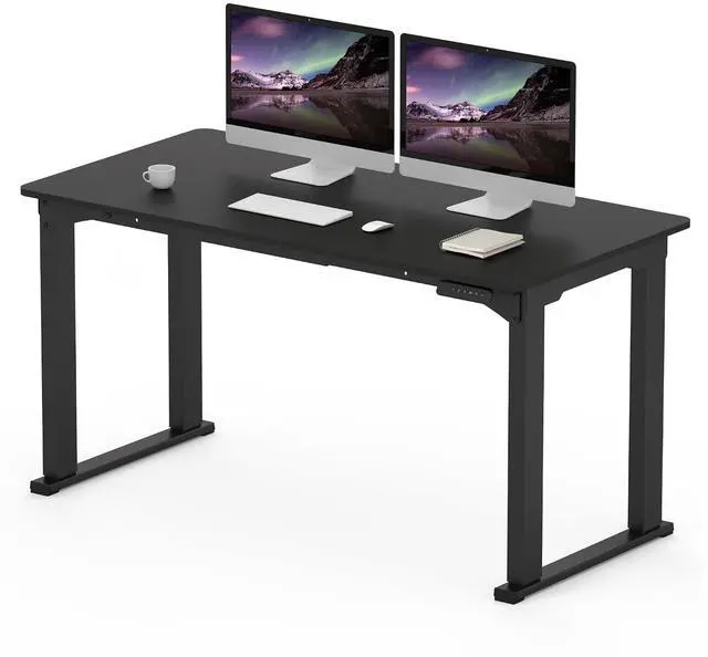 Main image of 4-Leg Standing Desk, Electric Height Adjustable Desk with Memory Presets for Home Office, Stand up Desk Computer Workstation, 55x28 Inches Black
