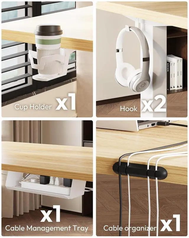 Alt view image 6 of 7 - Electric Standing Desk 79 x 32 Inches, Height Adjustable Sit Stand with Large Splice Board Desktop for Home Office, Computer WorkstationsMemory Ergonomic Computer Desk, White Frame/White Top