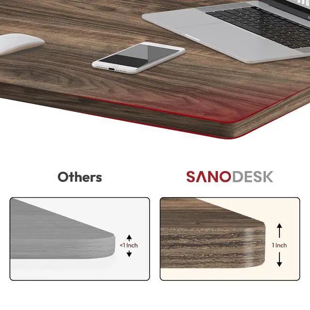 Alt view image 3 of 7 - Universal Tabletop 48"x30"x1" Thickness One-Piece Table Top Rectangular Particle Board for Standing Desk and Home Office Countertop DIY,Rustic Brown Desk Top
