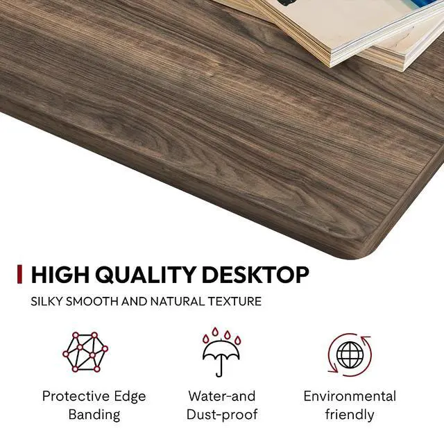 Alt view image 2 of 7 - Universal Tabletop 48"x24"x1" Thickness One-Piece Table Top Rectangular Particle Board for Standing Desk and Home Office Countertop DIY,Walnut Veneers Desk Top