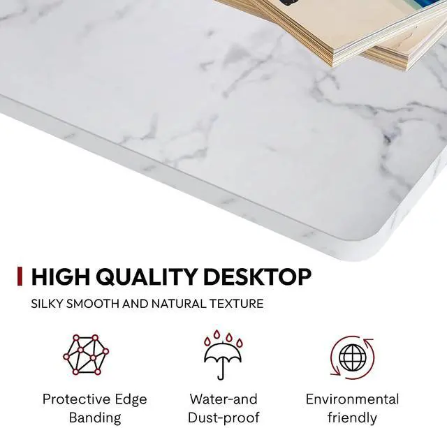 Alt view image 4 of 7 - Universal Tabletop 48"x24"x1" Thickness One-Piece Table Top Rectangular Particle Board for Standing Desk and Home Office Countertop DIY,Marble Grey Desk Top