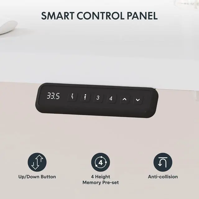 Alt view image 7 of 7 - Electric Corner L-Shaped 71 x 63 in Standing Desk, Memory Height Adjustment, White Top White Frame