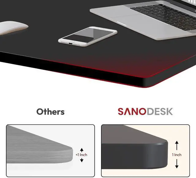 Alt view image 2 of 7 - Universal Tabletop 48"x24"x1" Thickness One-Piece Table Top Rectangular Particle Board for Standing Desk and Home Office Countertop DIY,Black Desk Top