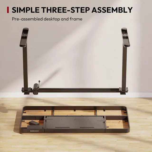 Alt view image 6 of 7 - Standing Desk with Drawer, Electric Height Adjustable Home Office Desk with Storage & USB Ports, 48 inch Black Walnut Wood Tabletop/Black Frame