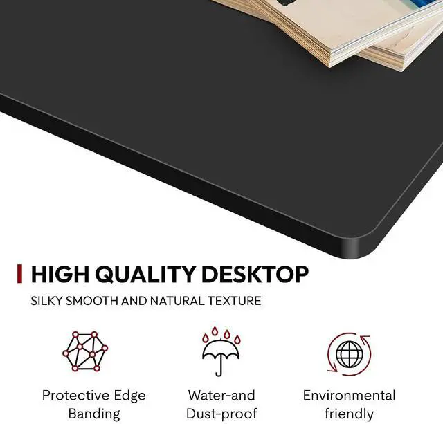 Alt view image 3 of 7 - Universal Tabletop 48"x24"x1" Thickness One-Piece Table Top Rectangular Particle Board for Standing Desk and Home Office Countertop DIY,Black Desk Top