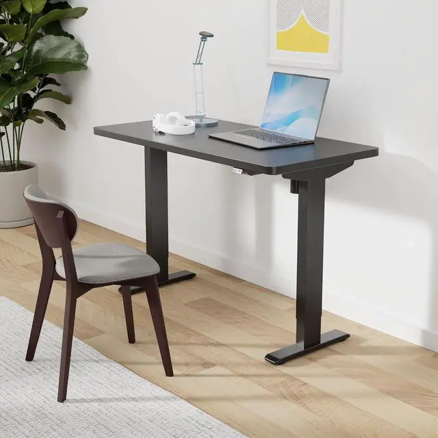 Alt view image 2 of 7 - Electric Standing Desk 48 x 24 Inches Whole-Piece Desktop Height Adjustable Stand Up Desk w/6-Button Controller Ergonomic Computer Desk for Home Office, Black Frame + Black Tabletop