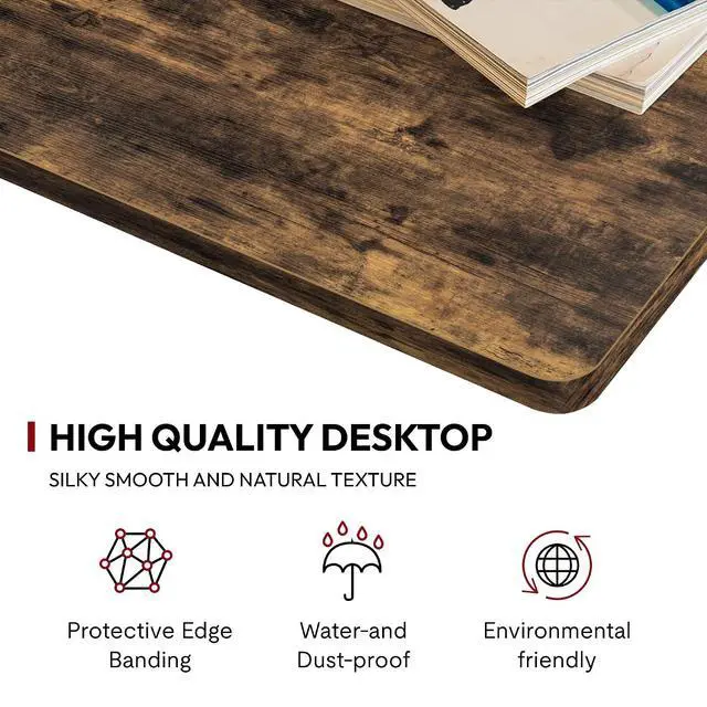 Alt view image 4 of 7 - Universal Tabletop 55"x28"x1" Thickness One-Piece Table Top Rectangular Particle Board for Standing Desk and Home Office Countertop DIY,Rustic Brown Desk Top