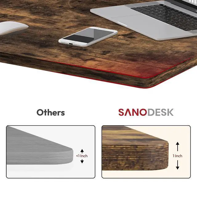 Alt view image 3 of 7 - Universal Tabletop 55"x28"x1" Thickness One-Piece Table Top Rectangular Particle Board for Standing Desk and Home Office Countertop DIY,Rustic Brown Desk Top