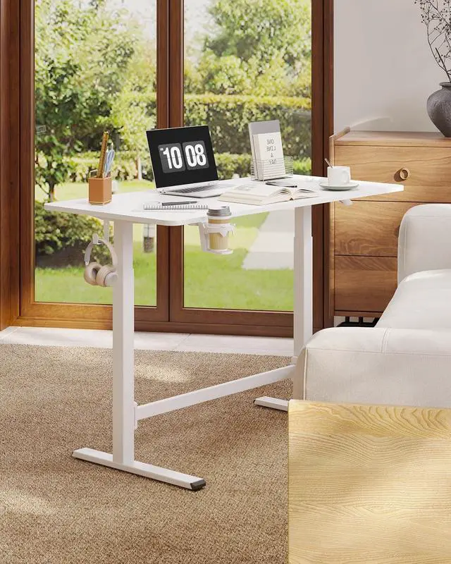 Main image of Mobile Workstation Standing Desk with Gas-Spring Lift, Rolling Desk Adjustable Height, One-Piece Desktop Workstation with WheelsWalking Pad & Treadmill Compatible, Portable Home Office Desk