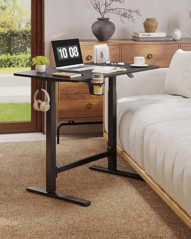 Main image of Mobile Workstation Standing Desk with Gas-Spring Lift, Rolling Desk Adjustable Height, One-Piece Desktop Workstation with WheelsWalking Pad & Treadmill Compatible, Portable Home Office Desk