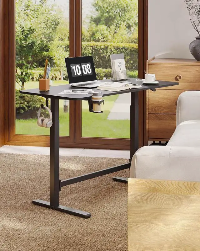 Main image of Mobile Workstation Standing Desk with Gas-Spring Lift, Rolling Desk Adjustable Height, One-Piece Desktop Workstation with WheelsWalking Pad & Treadmill Compatible, Portable Home Office Desk