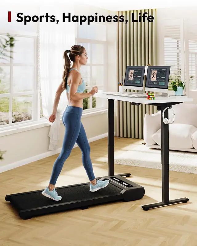 Alt view image 5 of 7 - Electric Standing Desk 55 x 28 Inches Whole-Piece Desktop Height Adjustable Stand Up Desk w/6-Button Controller Ergonomic Computer Desk for Home Office, Black Frame + White Tabletop