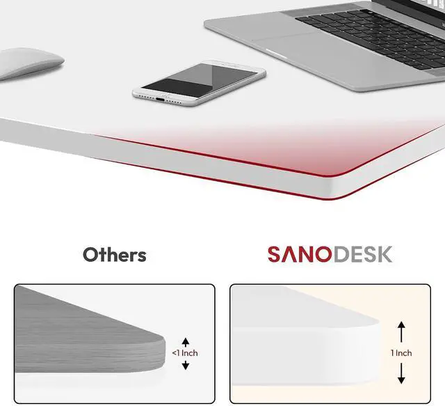 Alt view image 3 of 7 - Universal Tabletop 48"x30"x1" Thickness One-Piece Table Top Rectangular Particle Board for Standing Desk and Home Office Countertop DIY,White Desk Top